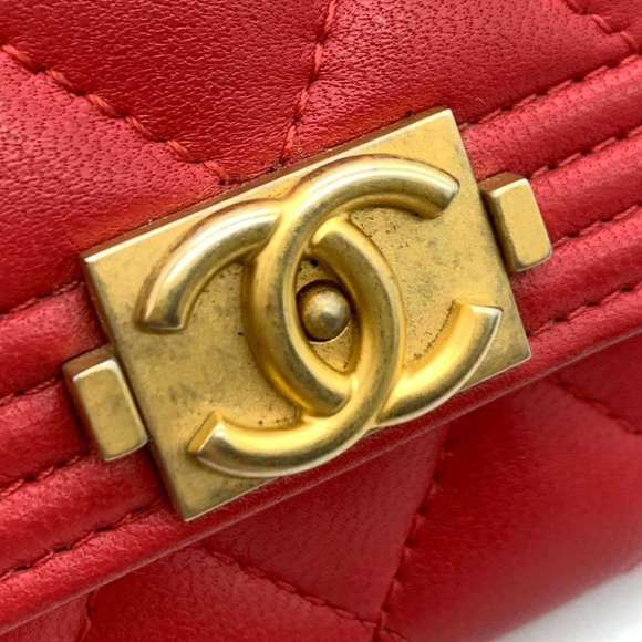 Chanel Accessories Boy Business Card Holder/Card Case Red Matelasse Coco Mark... - Picture 4 of 6